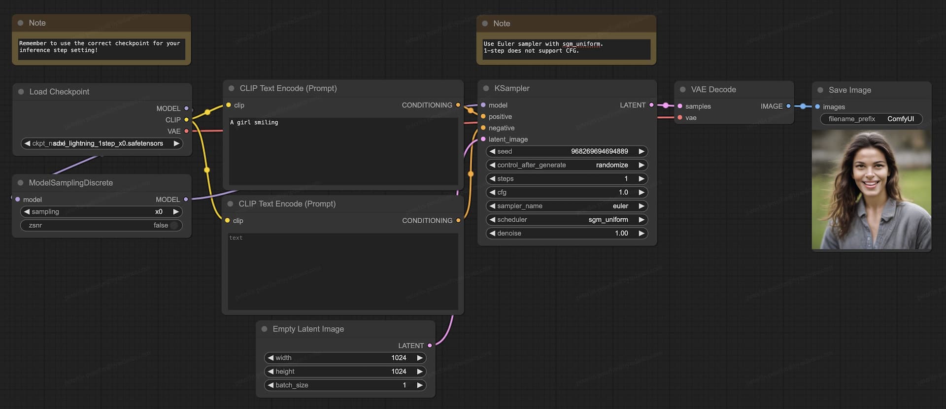 SDXL-Lightning ComfyUI Full 1-Step Workflow